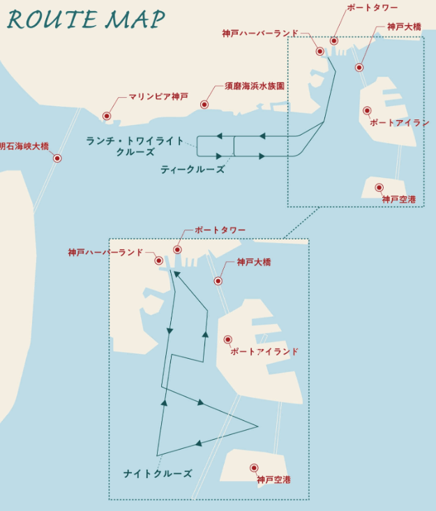 神戸クルーズの航路図